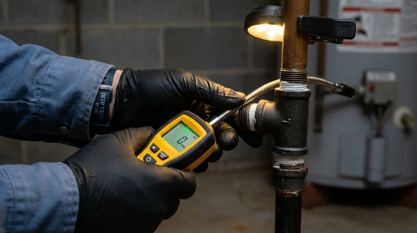 Gas leak detection with electronic sniffer by Johns Plumbing LLC in Queensbury